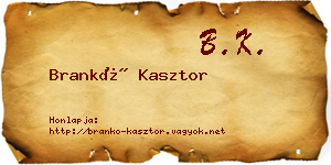 Brankó Kasztor névjegykártya